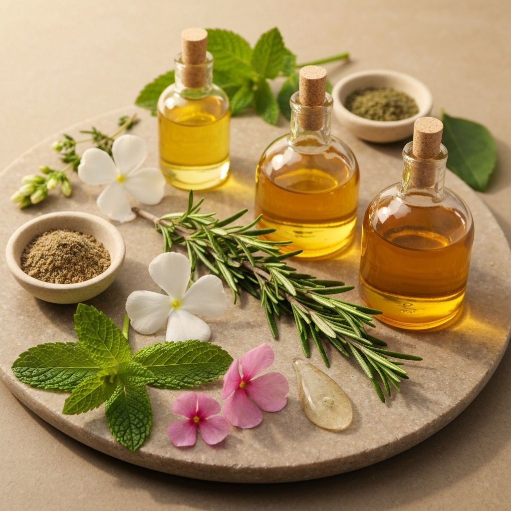 Естествени съставки за грижа за кожата расположени на каменна повърхност